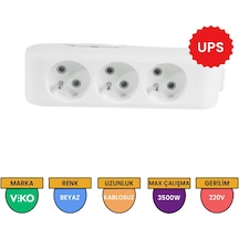 Viko Multi-let 3'lü Grup Priz UPS Topraklı Çocuk Korumalı Klemensli Beyaz - 90110300