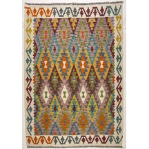 El Dokuma Afgan Kilim 100% Yün Kök Boya Elsanat Eserı İle Harıka Desenlı Çok Renkli