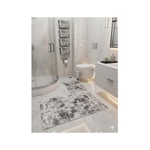 Buççin Online Mağaza Baskı Desenli Kaymaz Taban Koku Yapmayan 60x100 2'li Banyo Paspas Takımı Polyester İnce 6 Mm Altı Çok Renkli