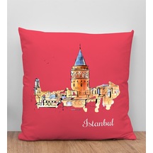 Bk Gift İstanbul Tasarımlı Kırmızı Kırlent Yastık, Arkadaşa Hediye, Ev Dekorasyonu, Ev Hediyesi-3