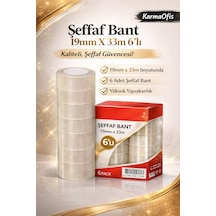 Şeffaf Bant 19mm X 33m 6 Lı Paket Güçlü Yapışkanlı, Yüksek Şeffaflık, Ofis & Kırtasiye Bandı Diğer
