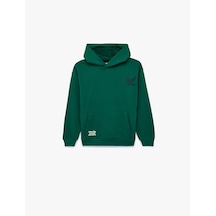 Koton Kartal Baskılı Kanguru Cepli Uzun Kollu Oversize Kapşonlu Sweatshirt Yeşil 7wkb10251tk