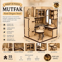 Mutfak Ahşap Maket Seti Dıy Miniatür Retro Mutfak Peri Led'li 3d Puzzle