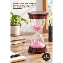 3 Adet Ahşap Kumsaati Dekoratif Zaman Ölçer, Masaüstü Kullanım, Ahşap Tasarım 17x9 Cm, Hourglass, Sand Timer Diğer