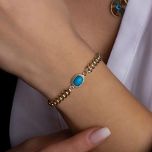 Altın Firuze Bileklik BL0041 Sarı Altın