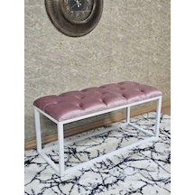 Zafir Beyaz Boyalı Diktörtgen 100 Cm X 40 Cm Oturak Puf - Bench - Makyaj Oturağı - Oturak Pembe