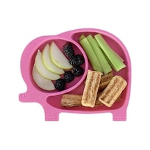 Bebek Ve Çocuk İçin Sevimli Fil Model Desenli Yemek Bebek Mama Kabı Bölmeli Tabak Pembe