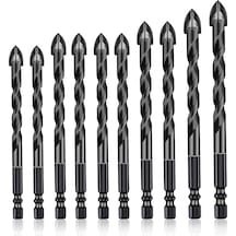 Yunboo Sert Alyüminyum Çok Amaçlı Matkap Ucu Seti - Cam, Çimento, Duvar, Tuğla Delme İçin 10'lu Siyah Paket 4/5/6/8/10/12mm