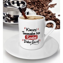 Bk Gift Kimseyi Tanımadım Ben Tasarımlı Türk Kahvesi Fincanı-1, Arkadaşa Hediye , Doğum Günü Hediyesi Sarı