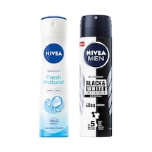 Kadın Sprey Deodorant Fresh Natural, 150 Ml X2 + Men Erkek Sprey Deodorant & Invisible Original, 150 Ml