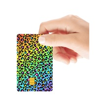 Leopar Desenli Renkli Hologramlı Parlak Kredi/banka Kart Kaplama Sticker Standart