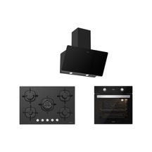Silverline 3457 SOHO 60+CS5365B01+BO6504B01 Siyah Cam Ankastre Set