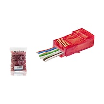 Büro Ev Ofis Network Bağlantısı İçin 100adet Kırmızı Ez Rj45 Cat6 Konnektör