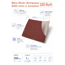 150 Kum Bez Rulo Zımpara 200 Mm X 1 Metre Esnek Bez Taban Ahşap Metal