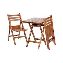Albatros Katlanır Ahşap Bahçe Balkon Takımı:80x80 Masa+2 Sandalye Ceviz