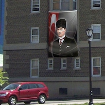Kalpaklı Mustafa Kemal Atatürk Cephe Poster Bayrak -300x450cm - 3x4,5 Metre 1