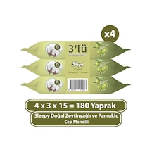 Sleepy Doğal Zeytinyağlı Ve Pamuklu Cep Mendili 4X3X15 (180 Yaprak)