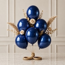 Lacivert Renk Lateks Metalik Balon 30 Cm - 6 Adet