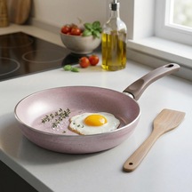 Papilla Buz 24 Cm Tava - Shadow Krem Kırçıl Granit Efektli Yanmaz Yapışmaz Günlük Kızartma Ve Omlet Tavası Diğer