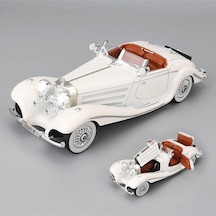 Mercedes 500k 1:24 Diecast Metal Araba Koleksiyon Sesli Işıklı Beyaz
