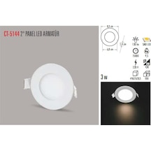 Ct-5144-g Panel Led Slim Yuvarlak Spot 3 W 3000k Işığı Beyaz Gövde Diğer