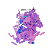 Mor 15 X 5 Mm Dantel Oya Yazma Halhal Abiye Lazer Kesim Pul 600 Adet / 24 Gram