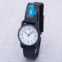 Saattino Siyah Renk Silikon Kordonlu Dinazor Tasarımlı Çocuk Saati St-303928
