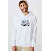 Subaru Wrx Baskılı Beyaz Erkek Örme Kapşonlu Sweatshirt (534798278)