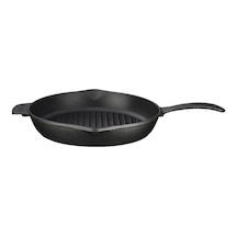 Lava Döküm Yuvarlak Izgara Tava, Metal Kulplu, 28 Cm, Siyah Genel