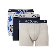 Ac&Co / Altınyıldız Classics Pamuklu Esnek Desenli Erkek 3'Lü Boxer Lacivert - Gri