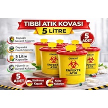 Tıbbi Atık Kovası 5 Litre 5 Adet Kapaklı Tıbbi Atık Kutusu Enfekte Atık Kovası Belirtilmemiş