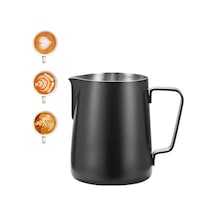 304 Çelik 350 Ml Siyah Teflon Kaplama Kahve Süt Köpürtme Potu Sütlük Pitcher