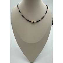 Mercan Balığı Siyah Boncuklu Pembe Detaylı Kolye Renkli