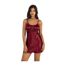 Lisinya Bordo Kısa Saten Gecelik 8208 Bordo