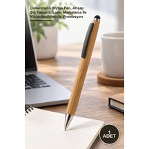1 Adet Bambu Touch Tükenmez Kalem Dokunmatik Stylus Pen, Ahşap Şık Tasarım, Lazer Markalama İle Kişiselleştirilebilir, Promosyon -