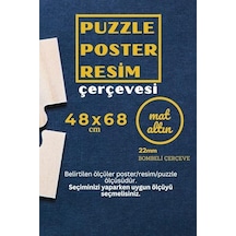 22lik Puzzle Poster Resim Çerçevesi Pvcli Postersiz Resimsiz Çerçeve Eskitme Altın, 48x68