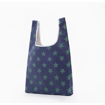 1pc Yeniden Kullanılabilir Unisex Baskı Çevre Dostu Alışveriş Çantası Katlanabilir Alışveriş Çantaları Polyester Eko Bakkal Taşıma Big Blue Stars