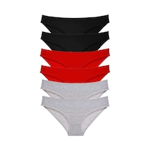 6 Adet Set Likralı Kadın Slip Külot Siyah Kırmızı Gri