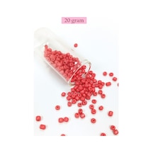 Dökme Cam Kum Boncuk Büyük Boy 6/0 4 Mm - 20 Gram - Açık Kırmızı - Bnc089