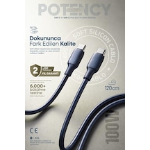 100w Potency Type-c To Type-c Isıya Dayanıklı Hızlı Şarj Ve Data Kablosu 1.2m Siyah