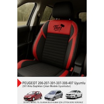 Thor Tay Tüyü Oto Koltuk Kılıfı Peugeot 206-207-208-306-307-407- Uyumlu Kırmızı