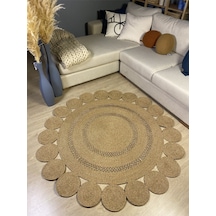 Mavaux Begonvil Jüt Hasırlı Örgü Kilim Bej