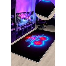 West Home Gamer Halısı Yıkanabilir Kaymaz Taban Led Işık Görselli Genç Odası Için Oyuncu Halısı Wh 545 Blue