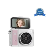 2k Mini Dijital Retro Video Kamera Flaşlı Dijital Vlog Mini Fotoğraf Makinesi Türkçe Menü Pembe