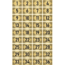 Metal Kapı Masa Dolap Numara Levhası 7x10cm Altın Renk 36 Adet (1…36)
