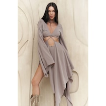 Mai Collection Mai Studios Co. Coachella Gri Crop Elbise Takım Gri