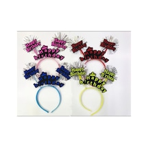 Happy Birthday Neon Renk Doğum Günü Tacı 12 Adet - Parti Taçları - Pakette 12 Adet 0 - 99