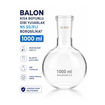 Balon Kısa Boyunlu Dibi Yuvarlak Ns Şilifli Borosilikat 1000 Ml