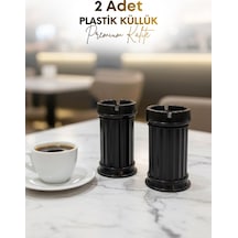Grimorlife 2 Adet Siyah Çizgili Dekoratif Plastik Kokusuz Yanmaz Küllük Kül Tablası