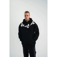 Suma Unisex Uzun Kol Bisiklet Yaka Yıkamalı Sweatshirt - Siyah